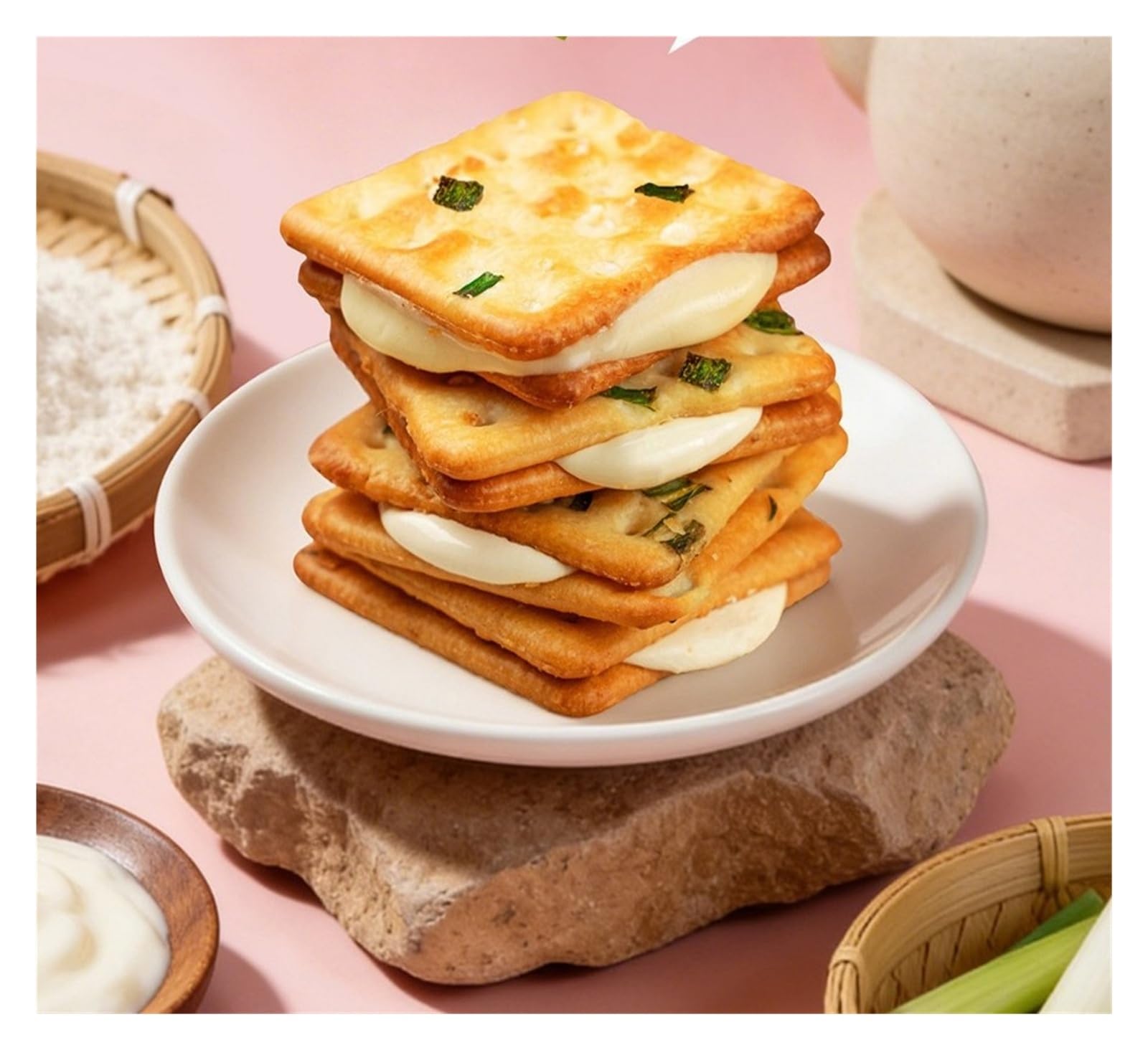 105g De Turrón De Galletas De Nube Flotante Con Sabor A Leche, Pastelería Crujiente Y Cremosa(4pcs)