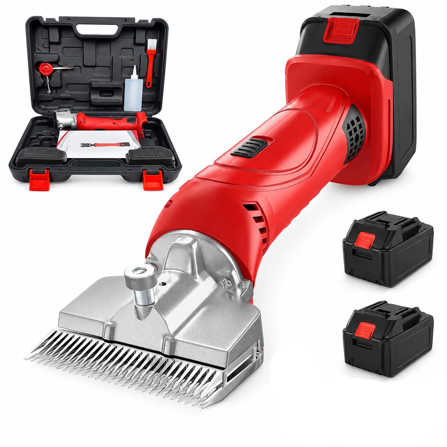 Tosatrice Senza Fili Da 500 W Per Cavalli, Kit Silenzioso Per Tosatura Con 2 Batterie Da 3000 Mah, 6 Velocità, 2800 Giri/min, Tosatrice Professionale Per La Cura Di Cavalli E Animali Con Manto Folto
