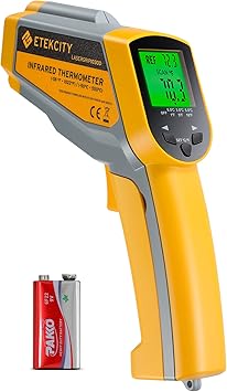 Etekcity Lasergrip 1030D Infrared Thermometer Not for Human Gun Dual Laser Non-Contact Temperature Filtering-58F to 1022F -50C to 550C, 8.9 x 2.2 x 5.3, Yellow & Gray