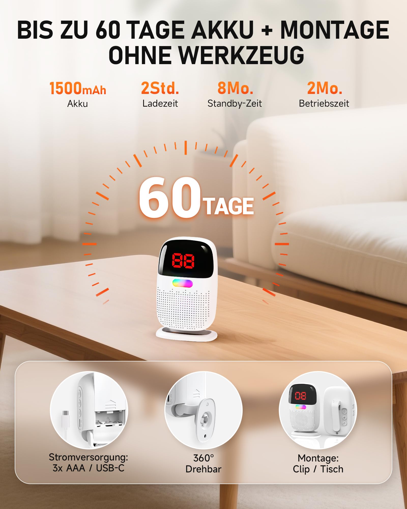 PILSAMAS Detector de movimiento inalámbrico de 300 m, alarma de paso con pantalla digital de zona y batería, para negocios, casa, autocaravana, paso, como timbre de puerta inalámbrico, timbre de gato