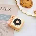 Muzen Mini Bluetooth Speaker, Button Portable Vintage Small Cute Wireless Metal Speaker, Rechargeable High Definition Loud Volume Audio Speaker with Lanyard, Classic Retro for Birthday Outdoor