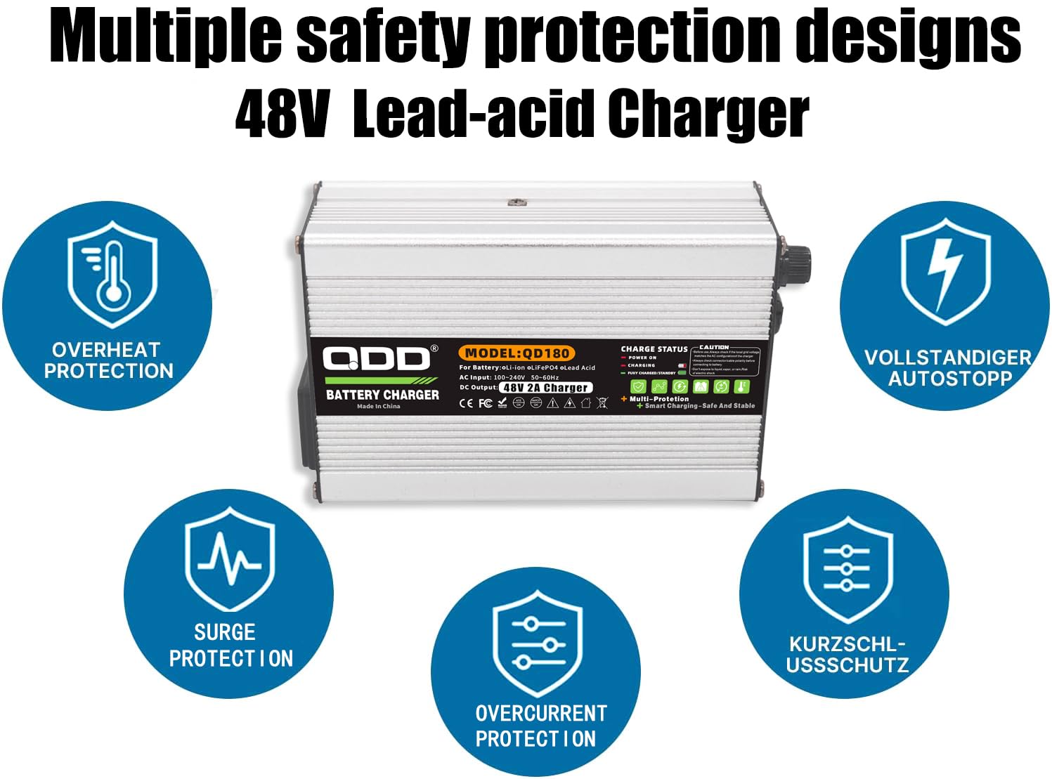 QDD Caricatore acido al piombo del caricabatteria 55.2V 48V utilizzato per la batteria al piombo del gel VRLA OPZV del AGM di 48V