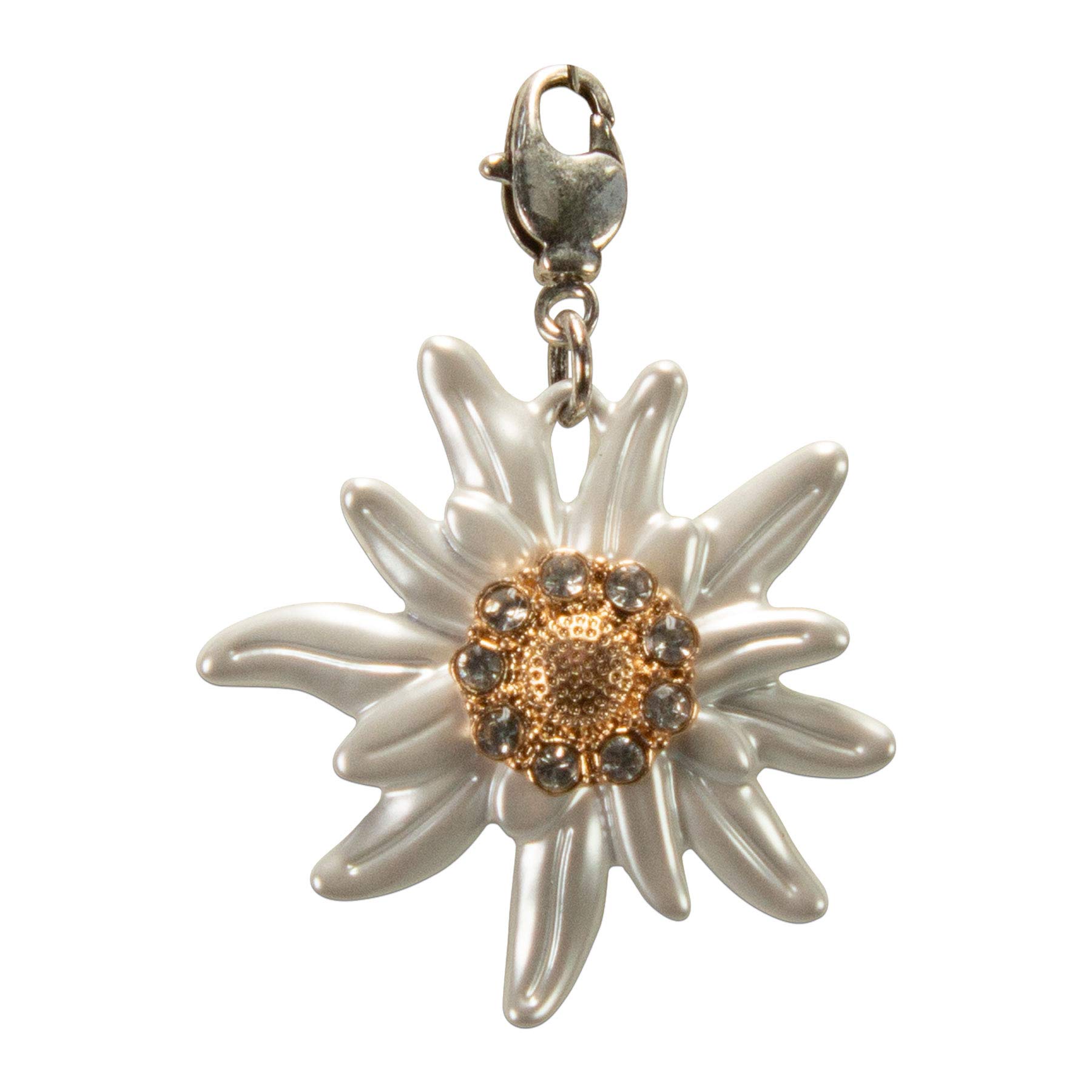 Alpenflüstern Ciondolo per costume tradizionale bavarese a forma di stella alpina grande per Charivari o collana tradizionale (bicolore) AAH178, metallo non pregiato
