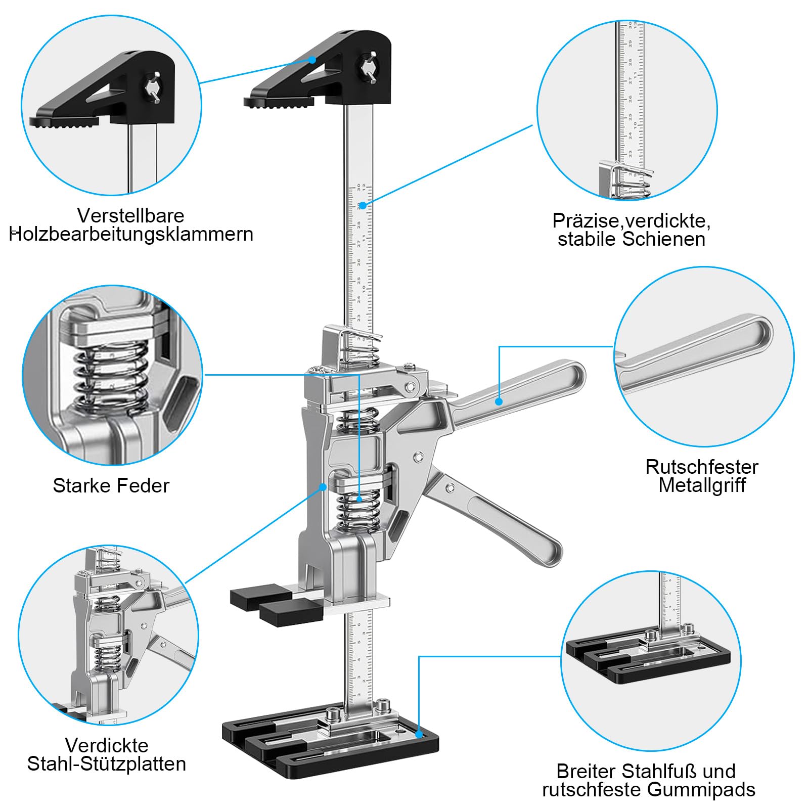 2 Stück Arbeitssparender Armheber - Hand Lifting Jack Tool, Arbeitssparende Hebebühnen, mit Feinabstimmungsfunktion für Die Montage Von Schränken, Türen, Fenstern und Möbeln, Tragkraft 200 kg