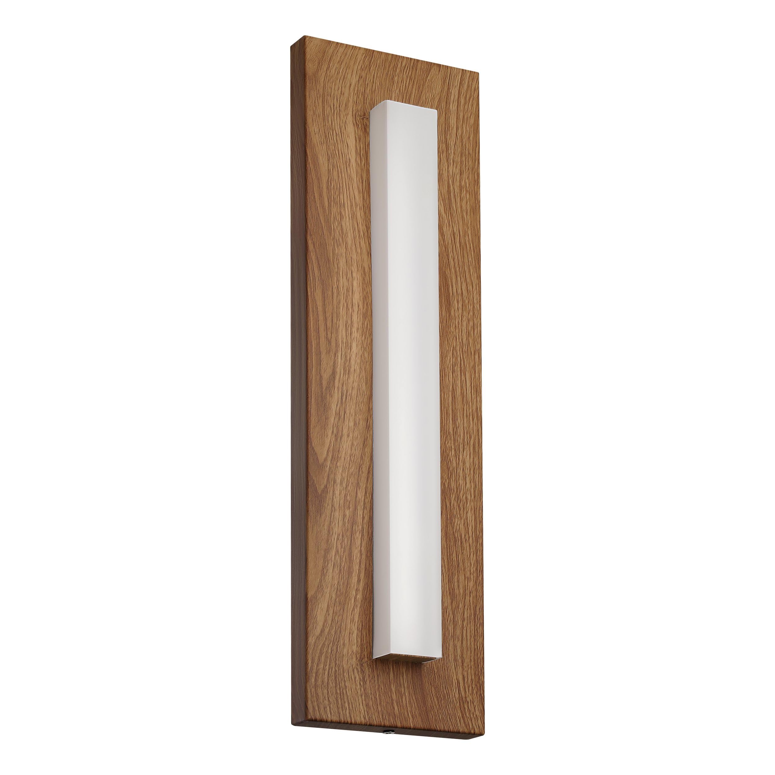 Eglo LED Outdoor wall Light Fixture Bitetto, External Porch Lighting, Rectangular Outside Spotlight, Flat façade lamp, Wooden Effect Metal, Warm White, IP44