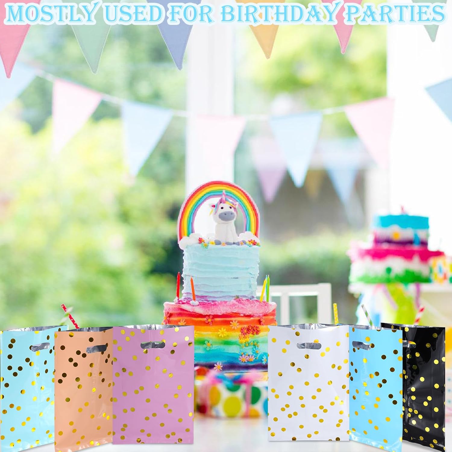 Agaommio 30pcs Party Favor Bags for Kids Birthday Goodies Bags,Christmas Gift Bag Plastic Gift Bags for Kids Girls Boys Candy Birthday Party Favor Gift Wraps (30pcs Polka Dot Pattern 6colors) - Image 6