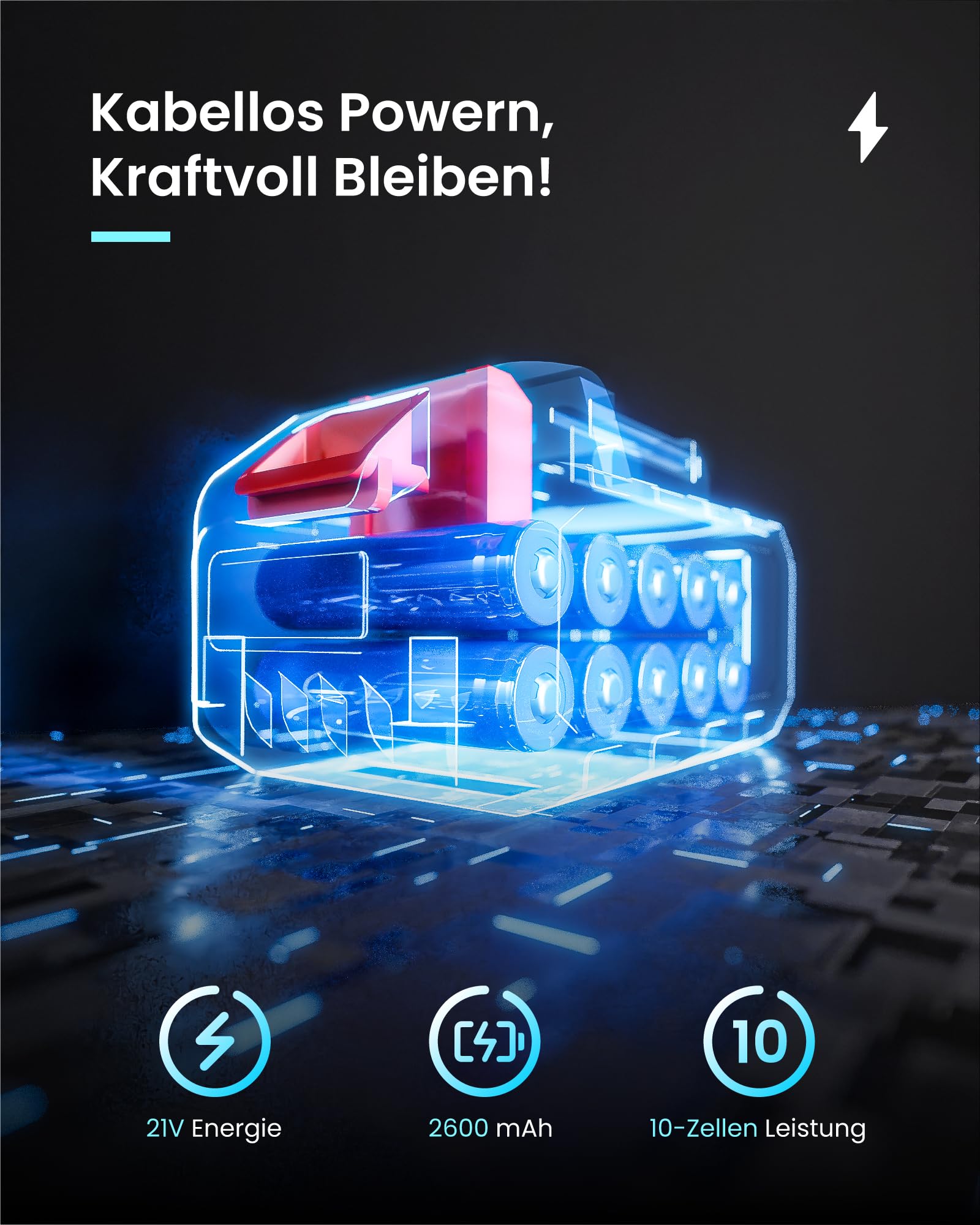 Exzenter Poliermaschine Akku Set, 21V Auto Poliermaschine Kabellos (2x 2600mAh Batterie), 150mm Polierer Auto mit 6 Stufen, Polierset für Autopflege, Kratzer Entfernen & Lackaufbereitung