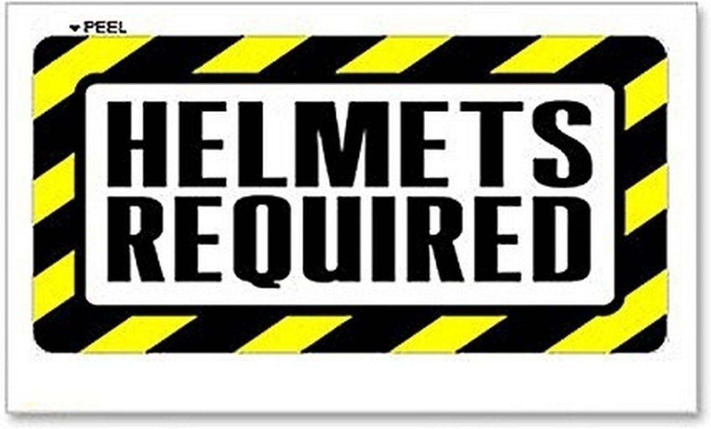 Helmets Required Yellow Black 12 in x 6 in Laminated