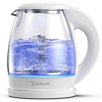 ガラス製電気ケトル 1L 容量 ブルー LEDライト 高い安全性 ガラス製電気ケトル 1L 容量 ブルー LEDライト 高い安全性