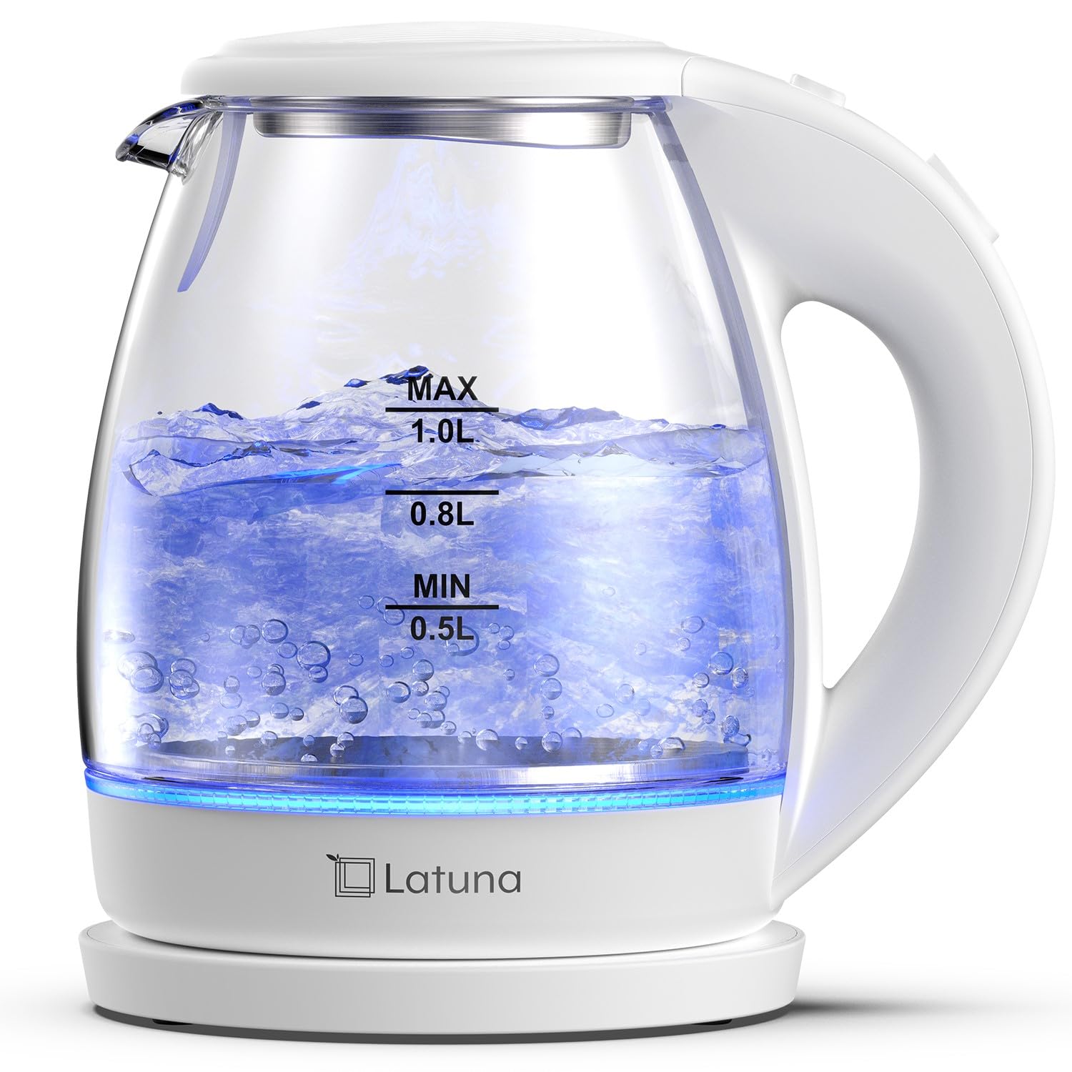ガラス製電気ケトル 1L 容量 ブルー LEDライト 高い安全性 ガラス製電気ケトル 1L 容量 ブルー LEDライト 高い安全性