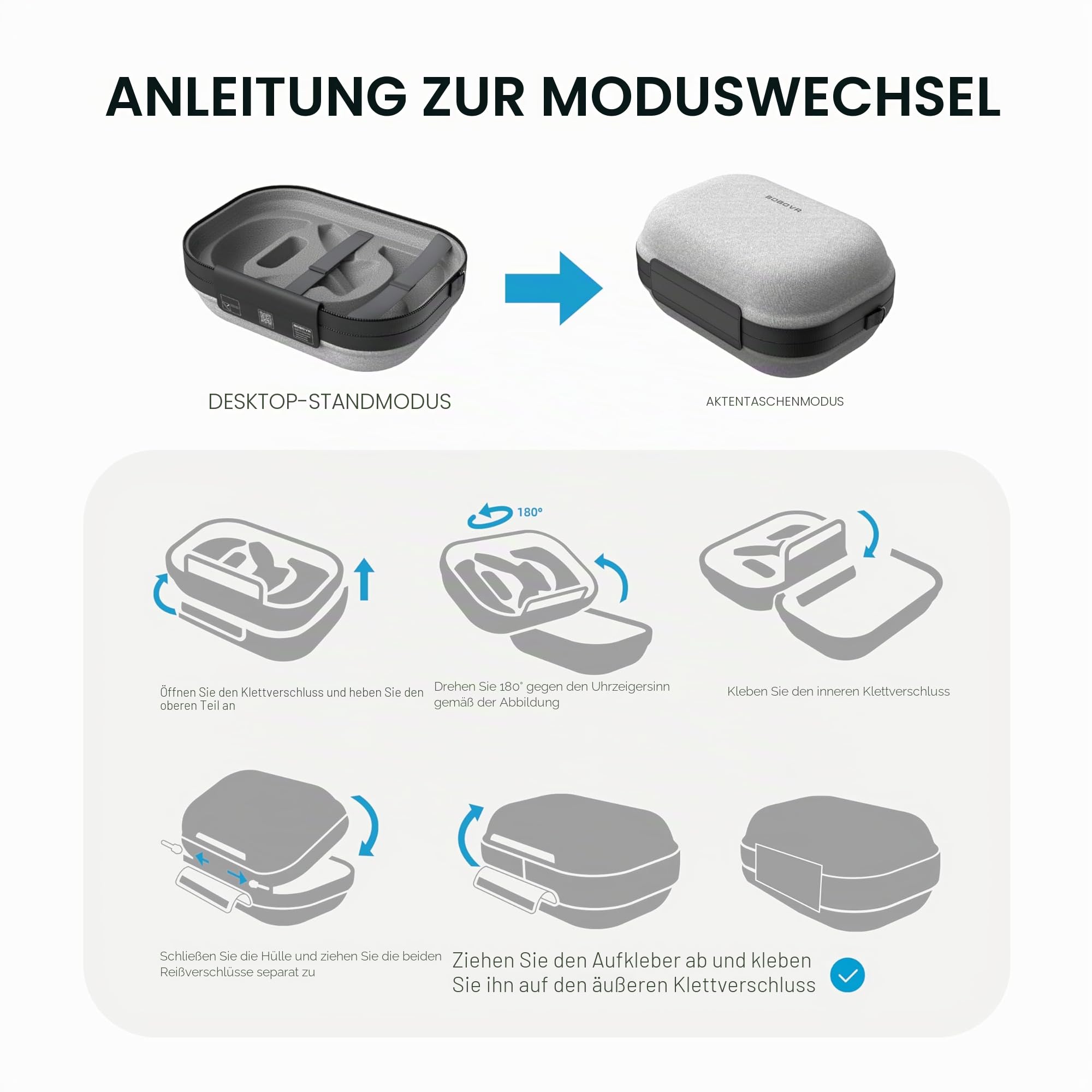 BOBOVR C3-Tragetasche, kompatibel mit Meta Quest 3 S3 Pro Gurt, drei vielseitige Modi, Desktop-Ständer für ordentlichen Arbeitsplatz, kompatibel mit Quest 3S