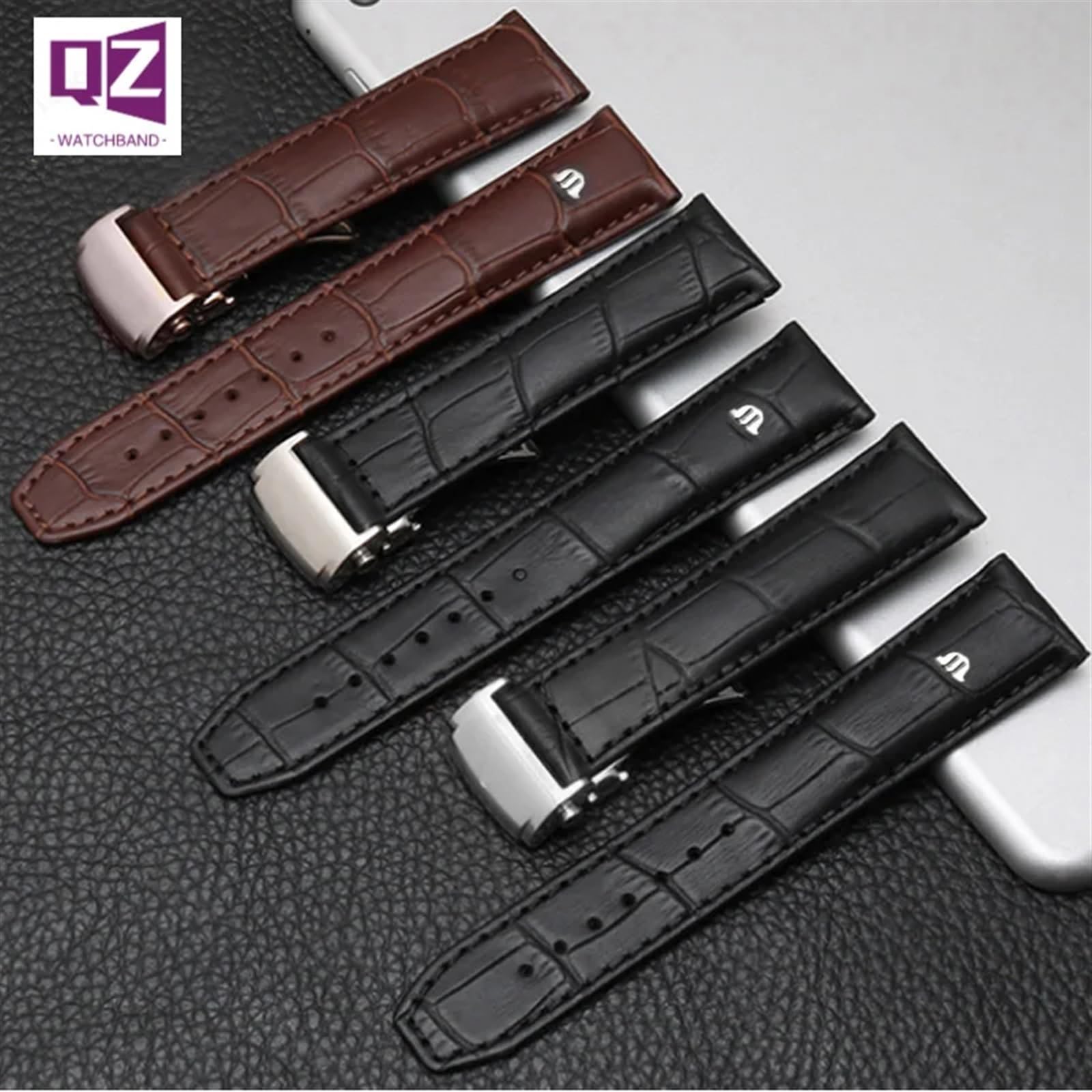 Cinturino in vera pelle per cinturino per orologio 20mm 22mm fibbia pieghevole braccialetto in pelle di mucca per il tempo libero
