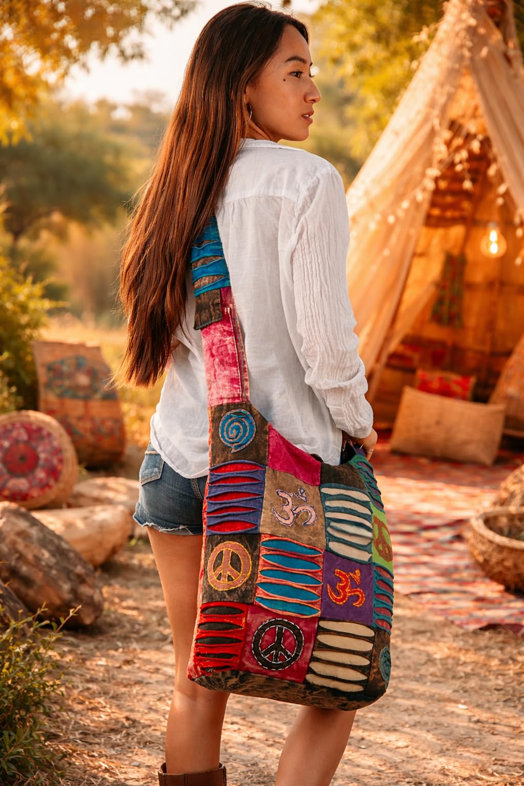 Tribe Azure Fair Trade Unisex Messenger Shoulder Bag (red) 2