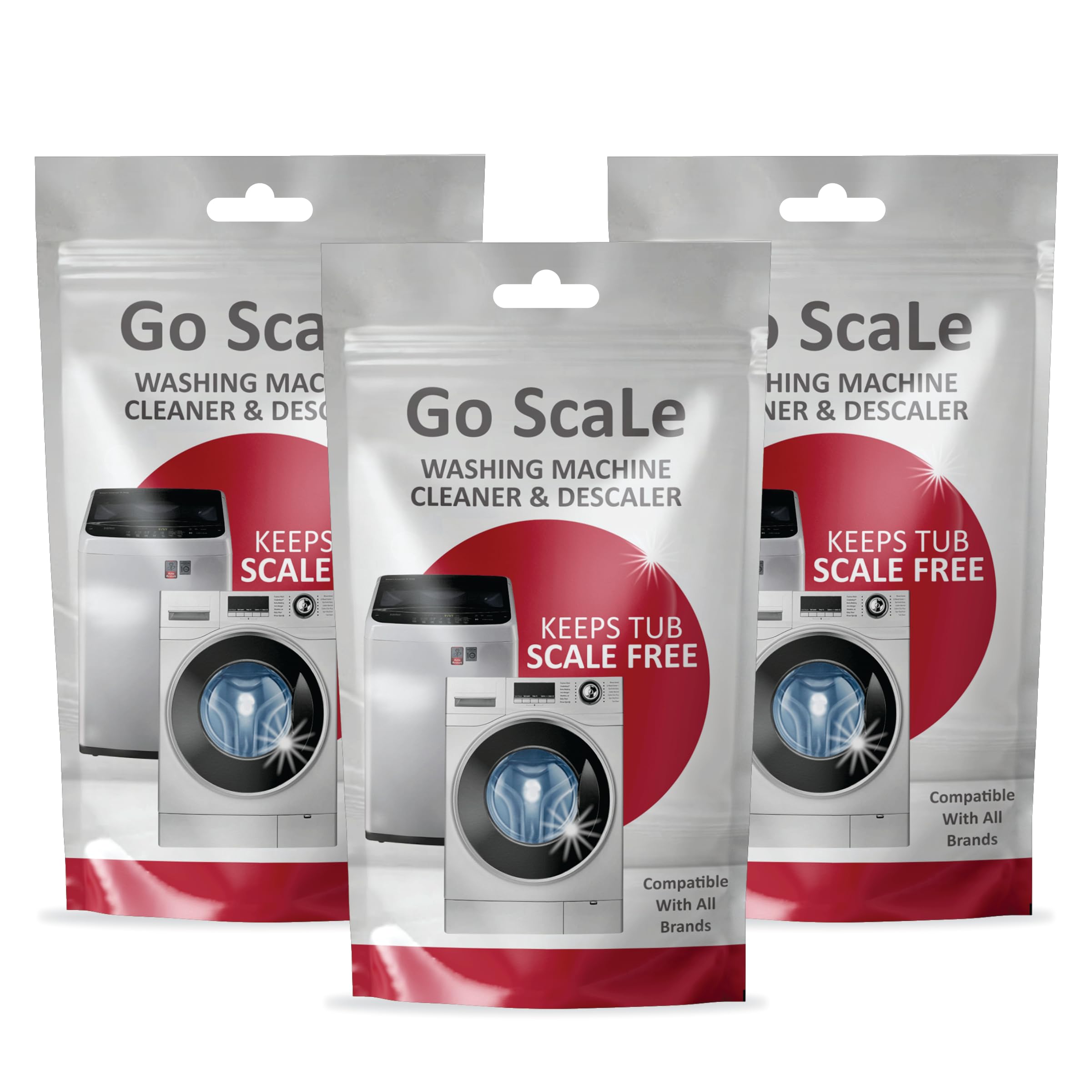 Washing Machine Cleaner Descale Powder Descaling Appliance Quick Drum Descale Deep Cleaning for Semi and Fully Automatic Front and Top Load Tub Clean Pouches 100g (Packet Of 3)