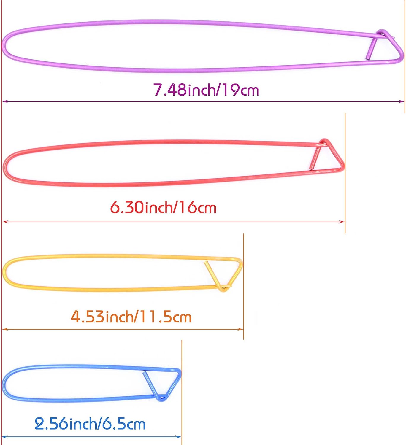 Knitting Stitch Holders - LeBeila 4 pcs Yarn Stitch Holder Set for Knitting Notions/Crochet Needle Aluminum Stitch Holders Safety Pins,4 Sizes, Mixed Colors (4, Mixed)