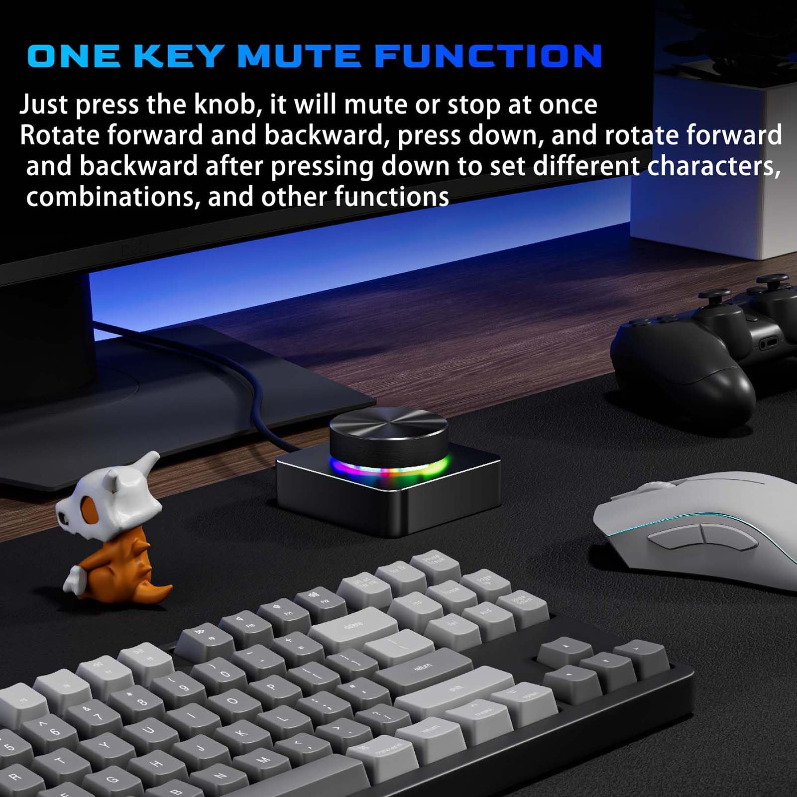 docooler Manopola di Controllo del Volume RGB USB+BT+2.4G Controller Multimediale a Tre modalità per PC/Giochi