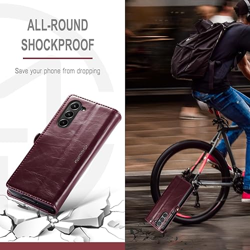 Miniatura 8 de Kowauri Funda para Samsung Galaxy Z Fold 5, piel sintética, con tarjetero y función atril, cierre magnético, protección a prueba de golpes, para