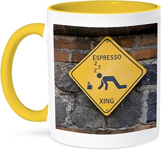 3dRose Guatemala, Antigua, Local coffee plantation sign - SA10 JEG0476 - Julie Eggers 15oz Two-Tone Yellow Mug