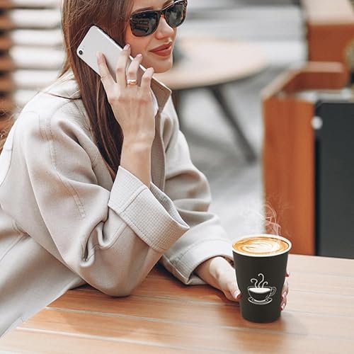 Miniatura 6 de Paquete de 210 tazas de café de papel de 12 onzas, vasos de papel negro desechables para beber caliente, agua, té, utilizado para cafeterías,