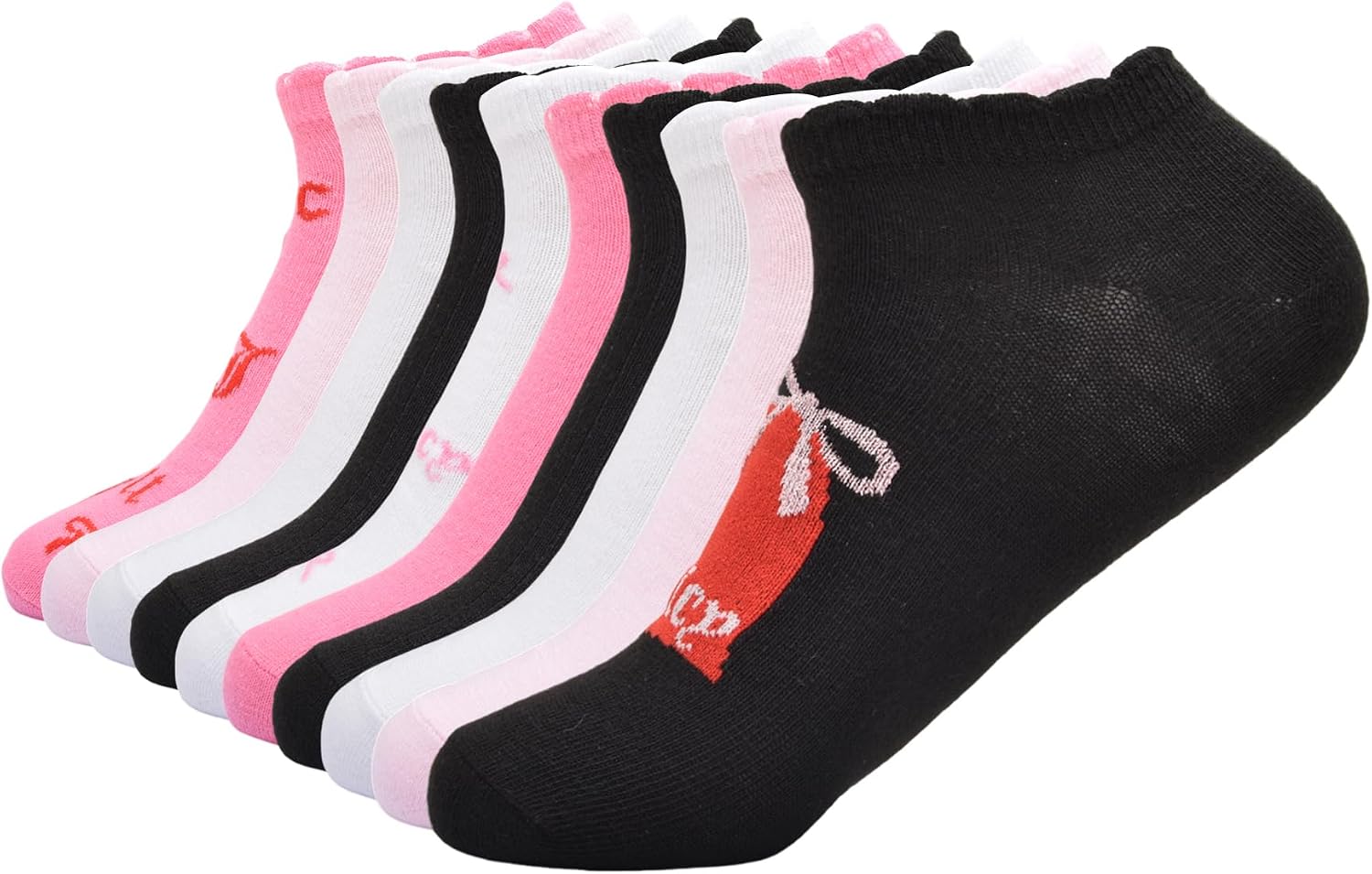 10 Pack Juicy Couture Heart Bow No Show Socks