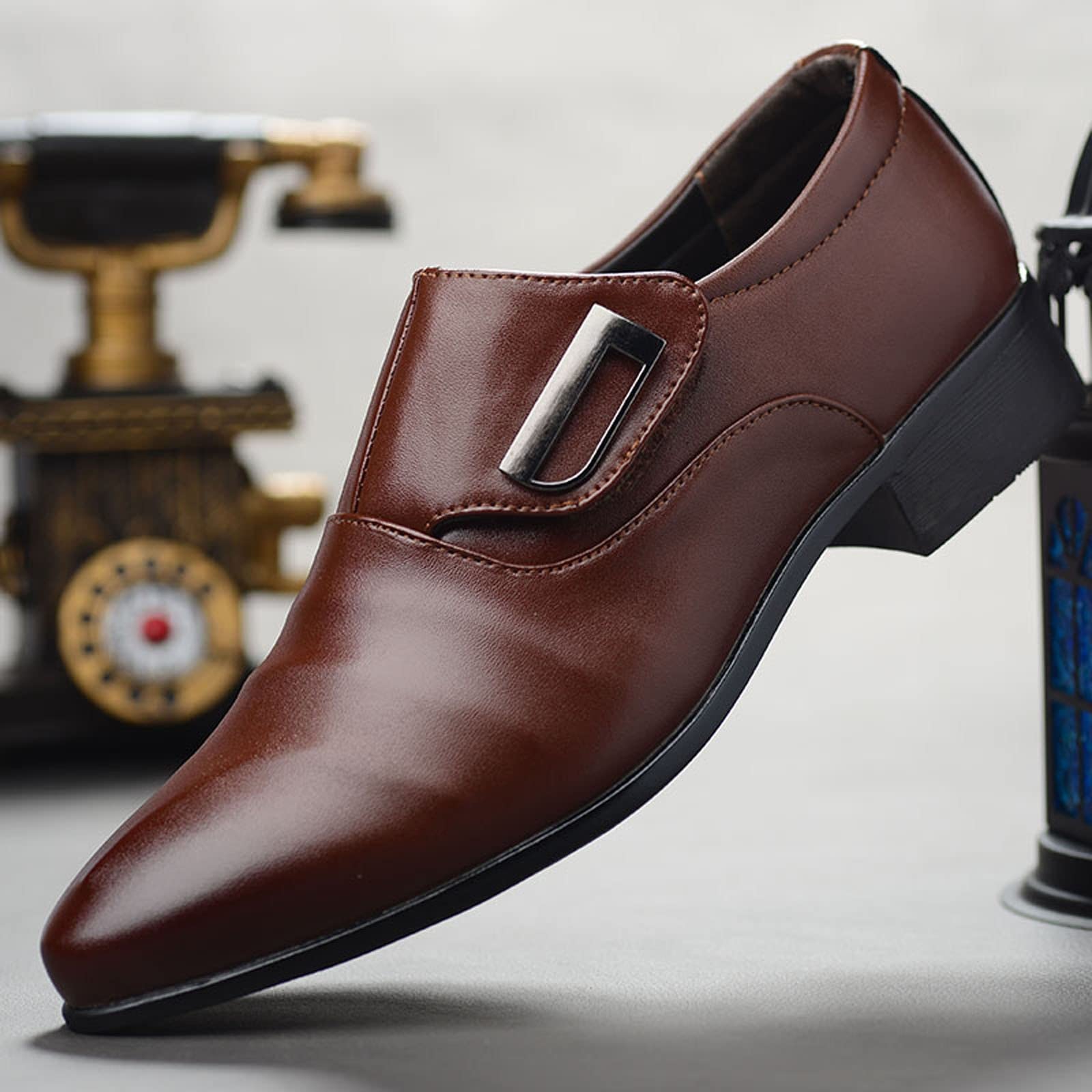 Chaussures de costume à enfiler pour homme - En cuir - Chaussures de loisirs - Pour le bureau - Mocassins classiques - Chaussures basses en cuir - Chaussures de mariage - Chaussures basses à lacets -