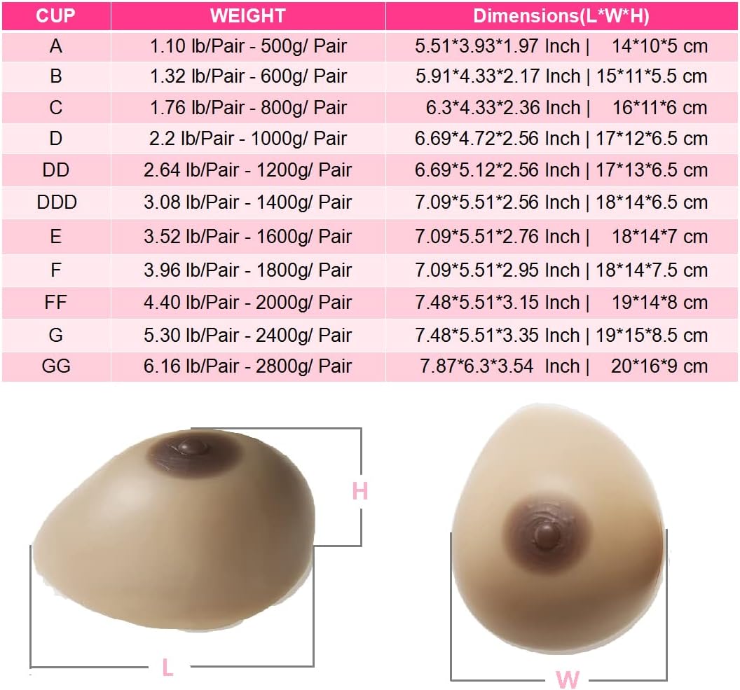 Brown Silicone Breast Forms - Enhancer Prosthesis for Crossdressers Mastectomy