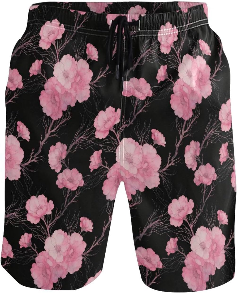 Swim Trunks for Mens Cherry Blossom Patter Quick Dry Bathing Suits Beach Swim Shorts Pants with Mesh