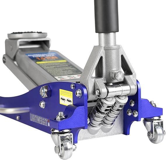 Floor Jack 1.5 Ton Hydraulic Low Profile Aluminum and Steel Car Jack, Lightweight Service Jack with Quick Lift Dual Pump, 3,000 lb Capacity, Lift Range 3.3-18.5,Blue