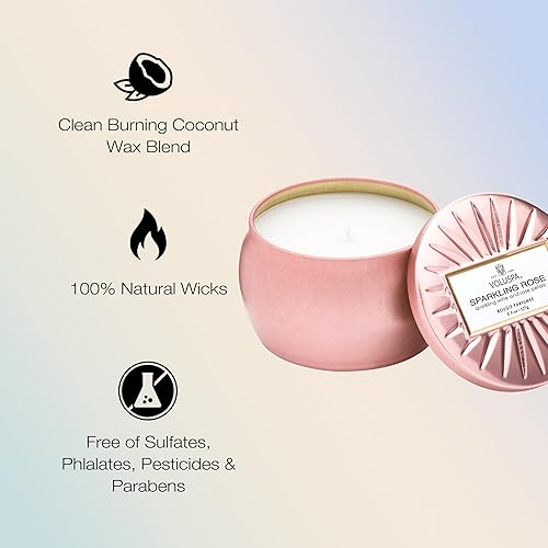 Miniatura 4 de Voluspa Mini vela de lata rosa brillante 4 onzas
