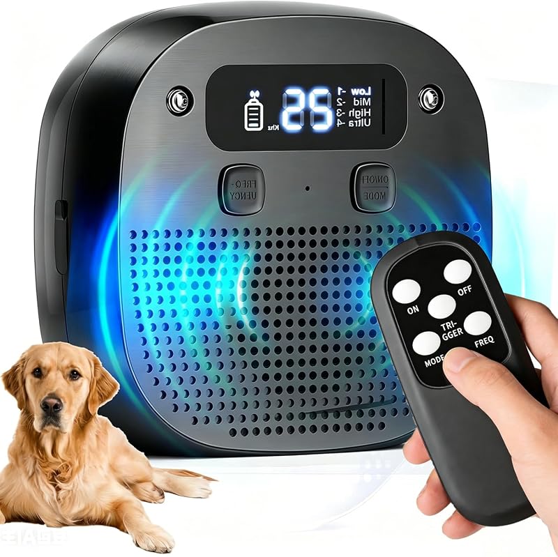 Dog Barking Control Devices, Ultrasonic & Sensor Technology, Anti Barking Device for Dogs with Remote Control, Adjustable Modes & Frequencies, Rechargeable, Bark Box Indoor Outdoor（PureBlack）