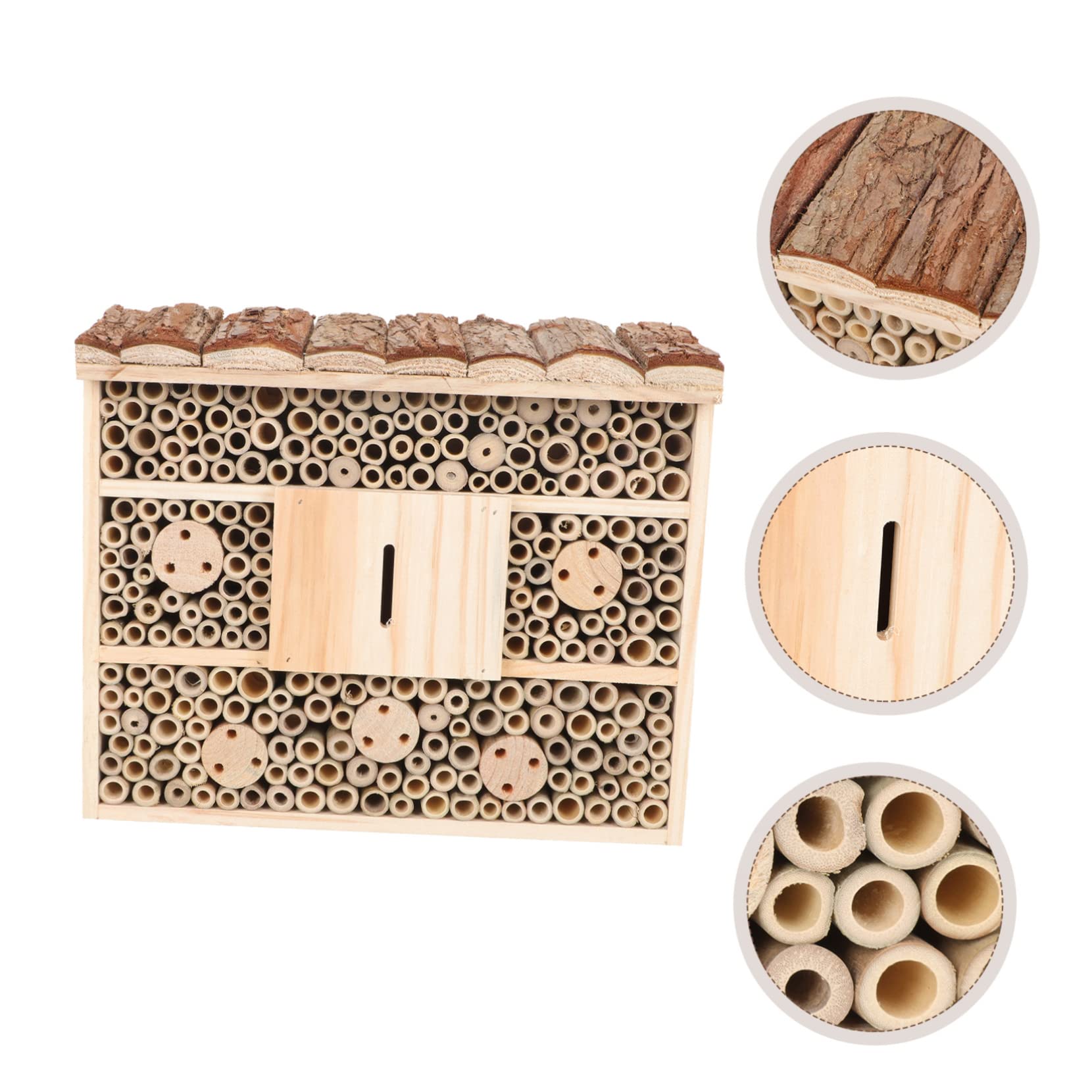 Mikikit Casa De Madera para Casita Insectos y Abejas Cabaña Decorativa Duradera y Ecológica