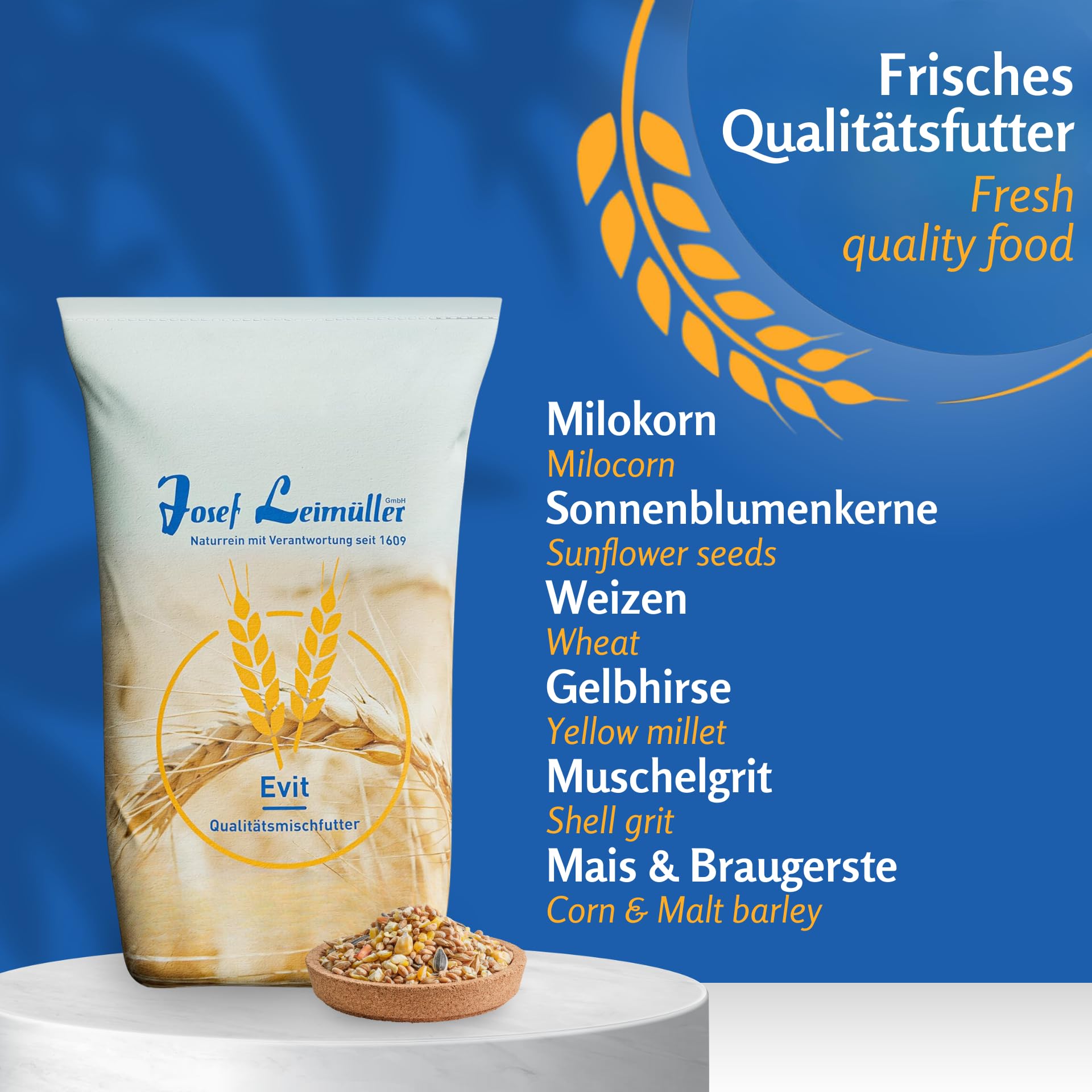 Leimüller Mangime Polli 25kg - 6 cereali, no OGM - Per uova saporite e gusci robusti, Salute e crescita dei Polli