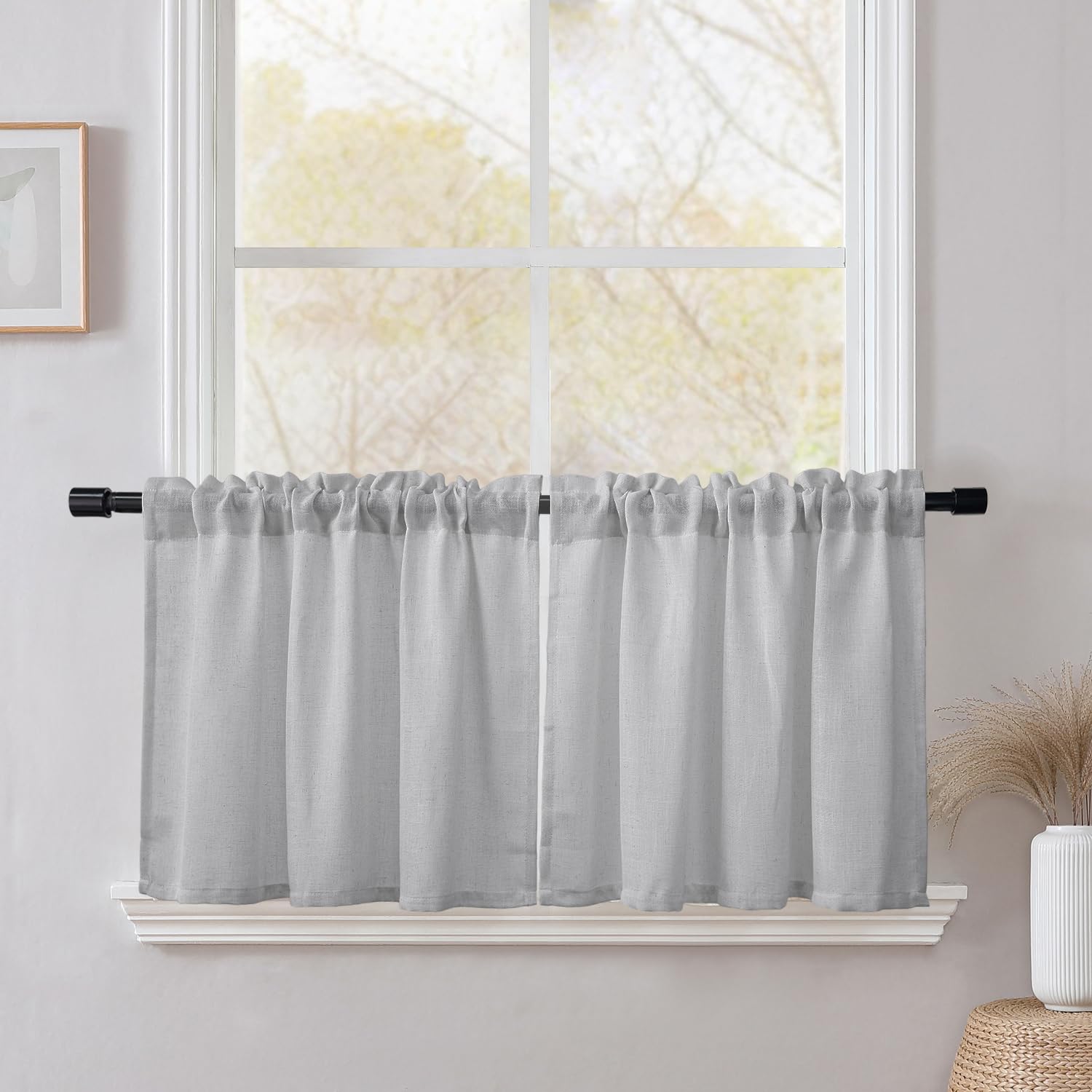 CUCRAF Kitchen Curtains Linen Blend
