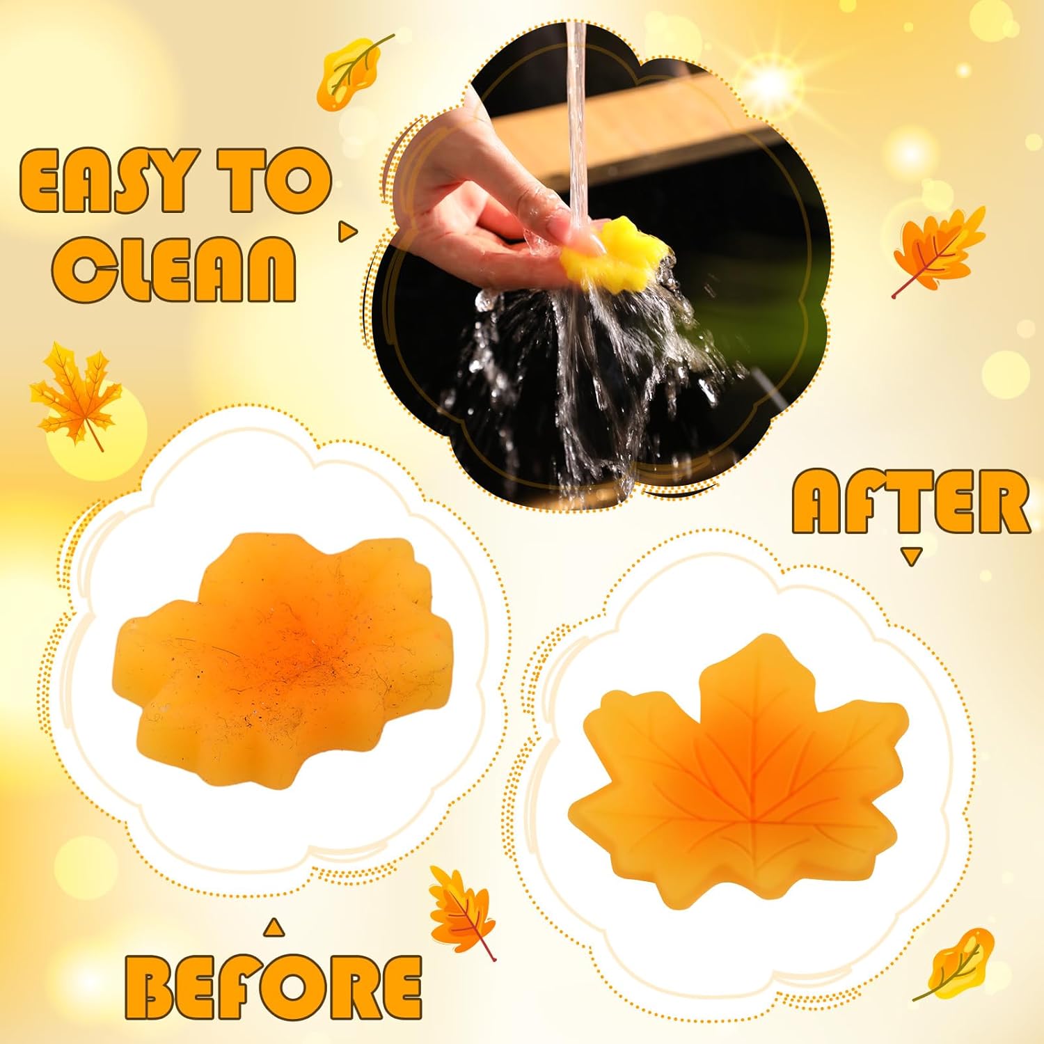 Jerify 100 Pcs Maple Leaf Pinch Autumn Yellow Leaves Dumpling Mini Cute Relieve Anxiety Soft and Cute Thanksgiving Party Favors Goodie Bag Filler, Fall Decoration