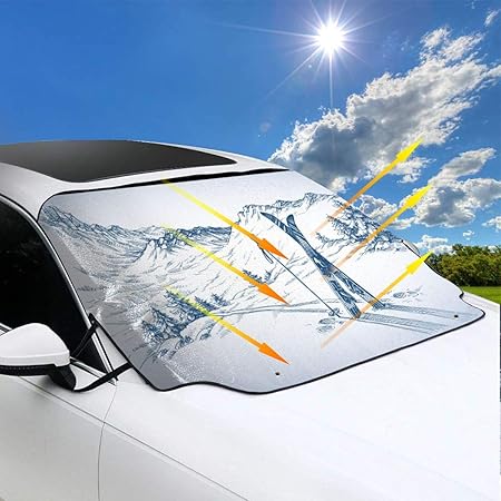 Amazon サンシェード 冬の大ざっぱ 車用 フロントガラス 遮光 断熱 吸盤付き 簡単着脱 丈夫で長持ち 収納ポーチ付き サンシェード 車 バイク