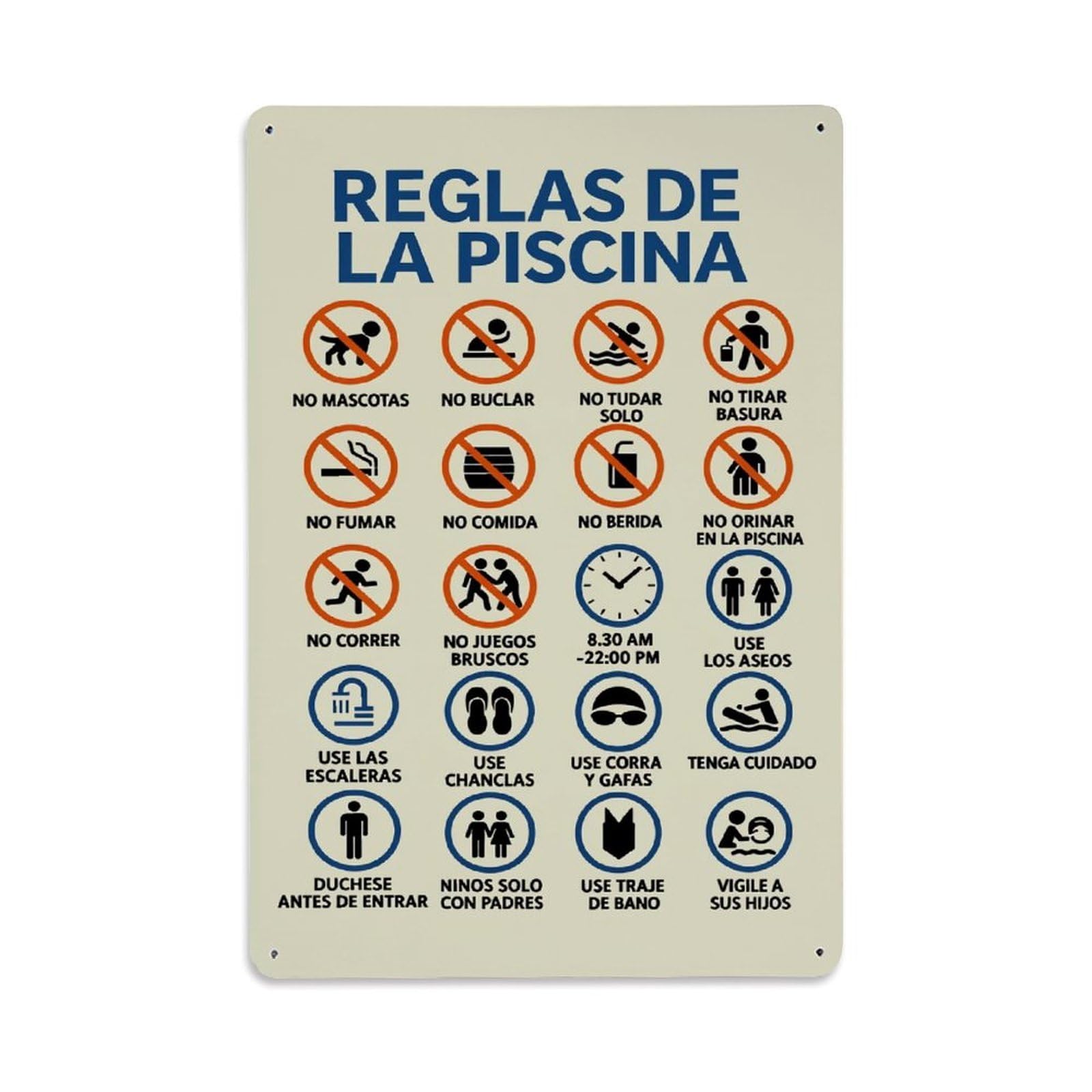 Lzwbntey Vintage Pool Rules Metal Tin Sign Retro Wall Decor For Home Bar Garage Cafe, Indoor & Outdoor Decorative Metal Poster, 8X12 Inch