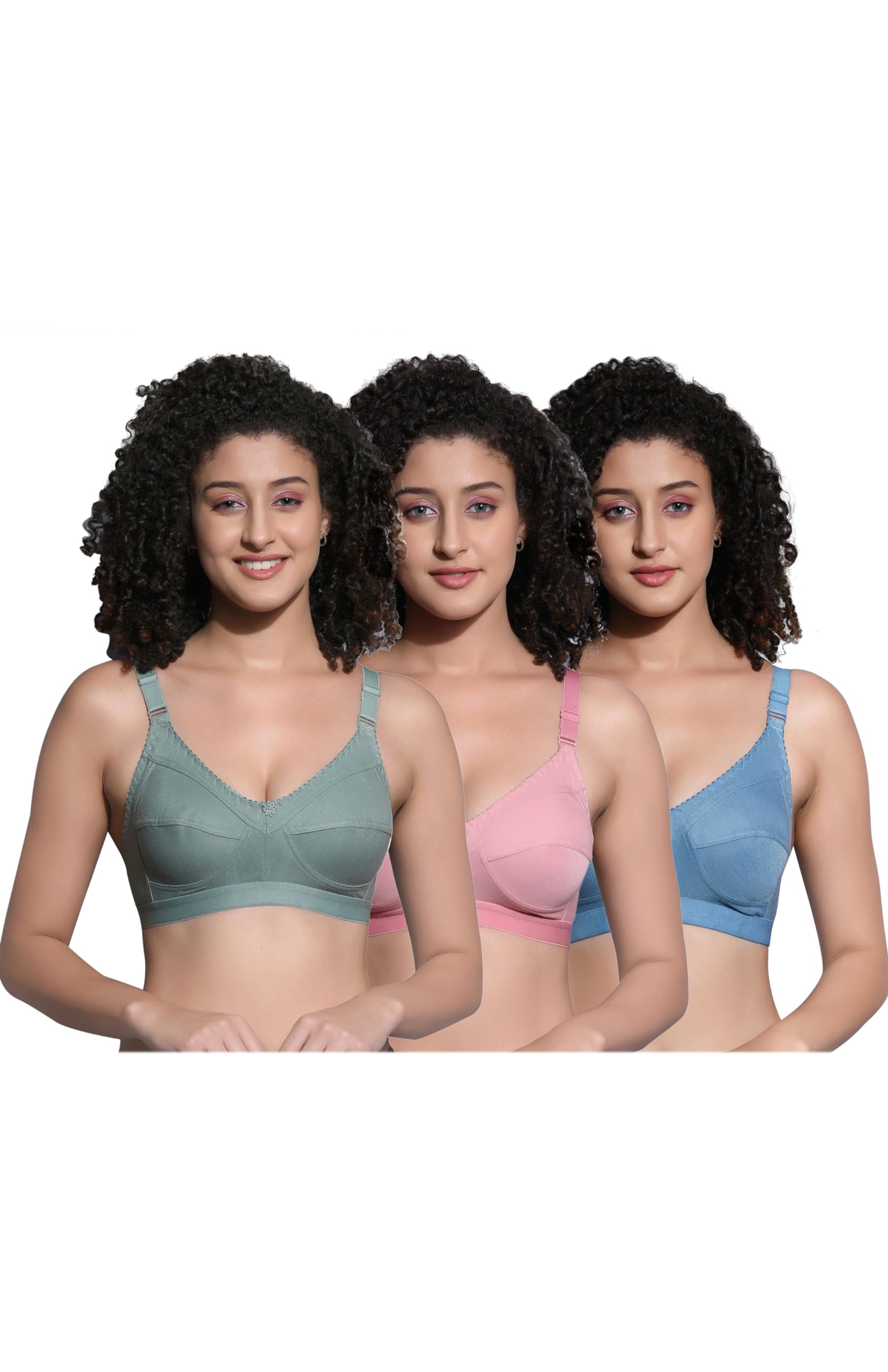 imsa moda Polycotton Non-Wired Non-Padded Full Coverage Bra, Comfortable Everyday Bra for Women (Pack of 3)-picture-34