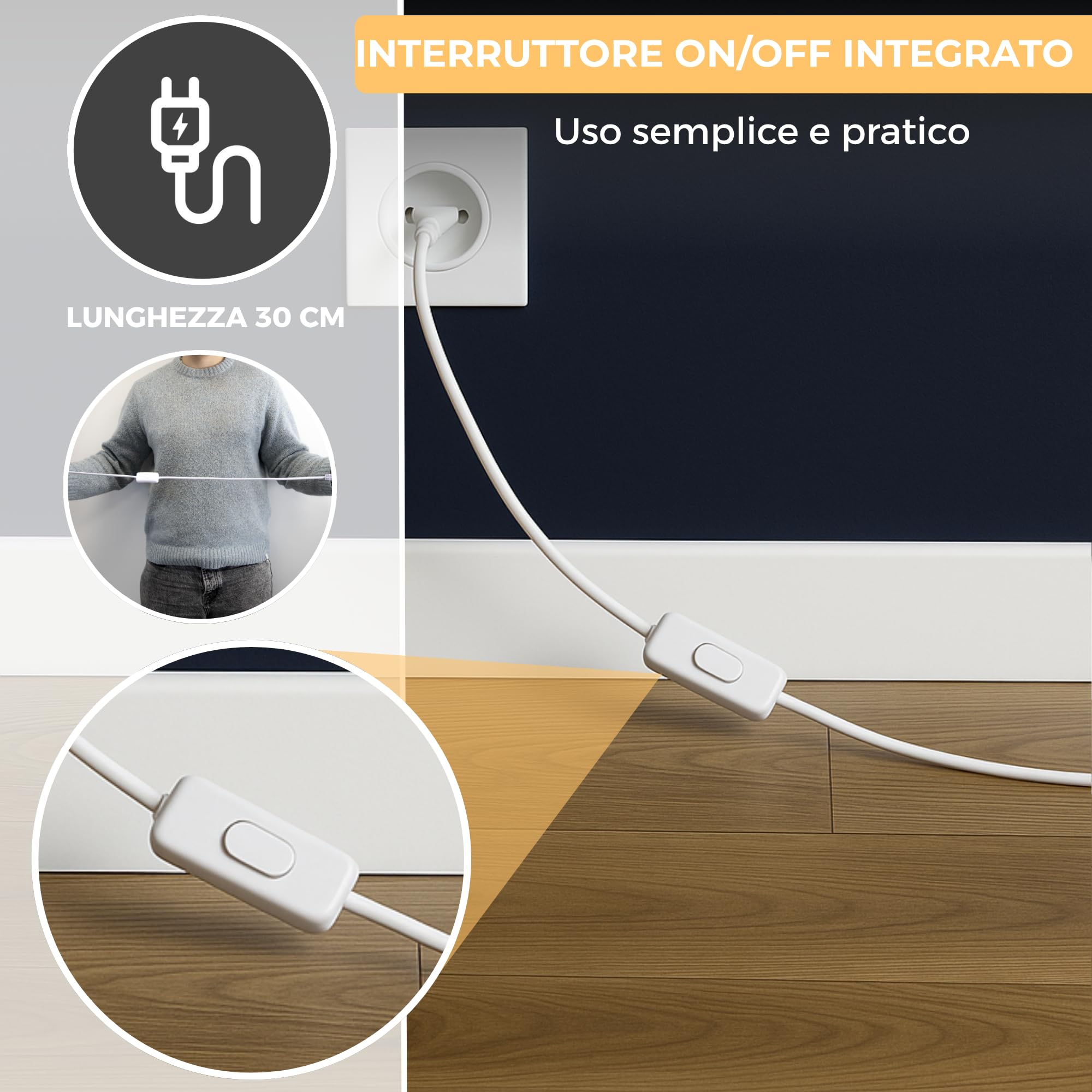 Strisce led 220V 10 metri per esterni IP65 Striscia esterno impermeabile bianco caldo 3000K strip led