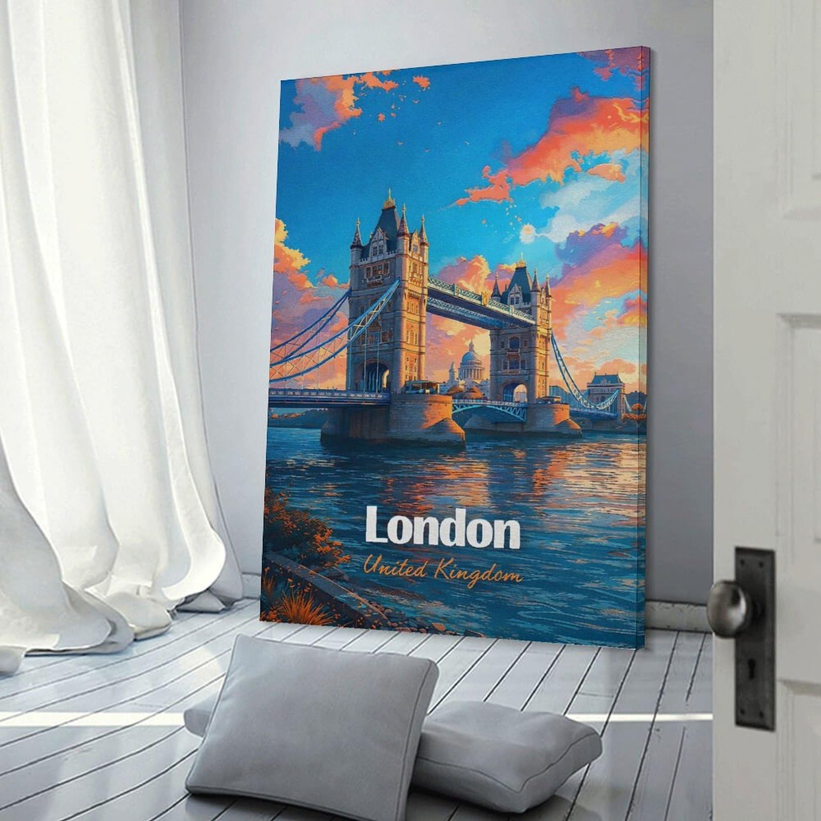 London Tower Bridge at Sunset Canvas Wall Art 20x30inch(50x75cm), for Wall Displays, Bedrooms Or Room Updates, Ideal for Building A Coordinated Art Wall