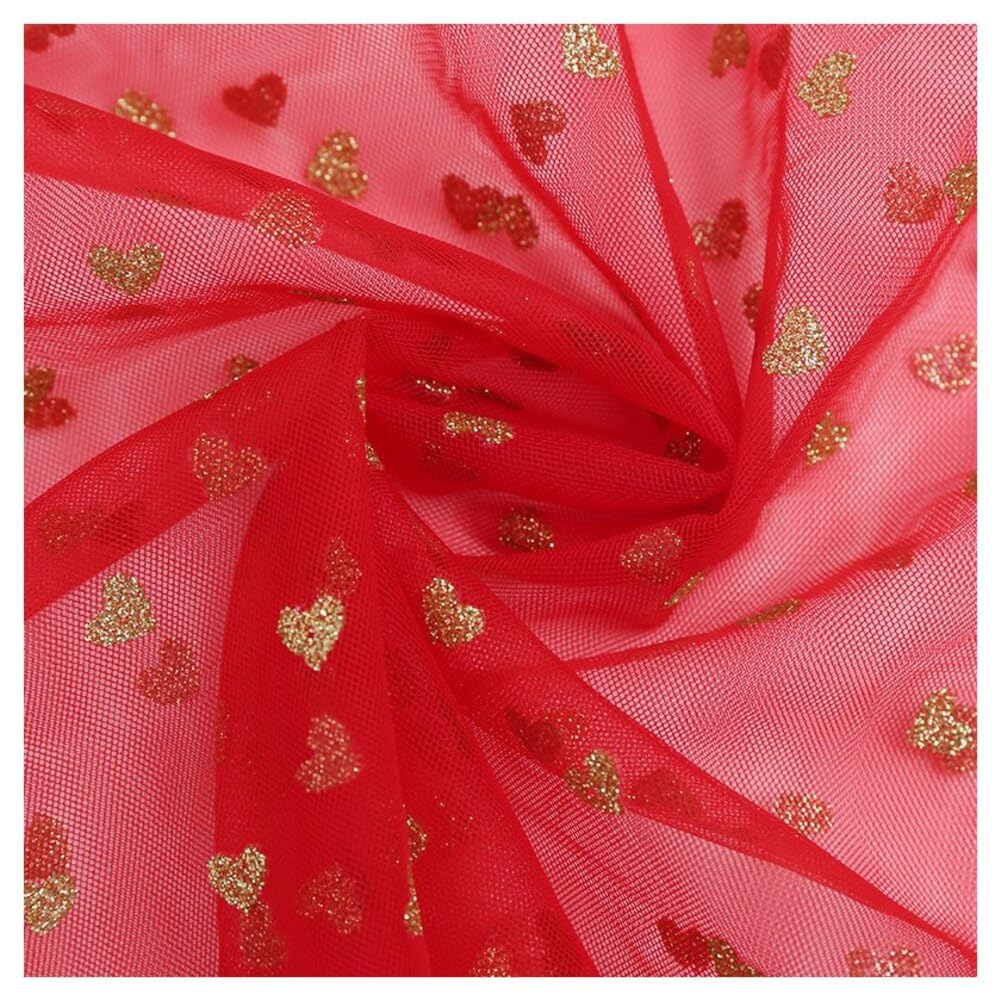 Tela de tul, 140 cm x 3 yardas, tela decorativa con forma de corazón