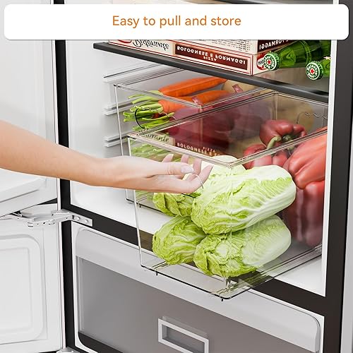 Miniatura 4 de Yieach Paquete de 6 contenedores de almacenamiento apilables transparentes con tapa y asa, contenedor de acrílico profundo de 11.1 pulgadas para