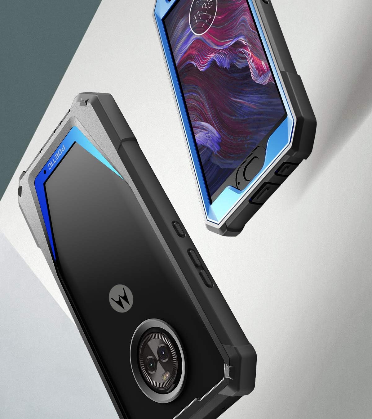 Moto X4 Case, Poetic Guardian [Scratch Resistant Back] Full-Body Rugged Clear Hybrid Bumper Case with Built-in-Screen Protector for Motorola Moto X4 Blue