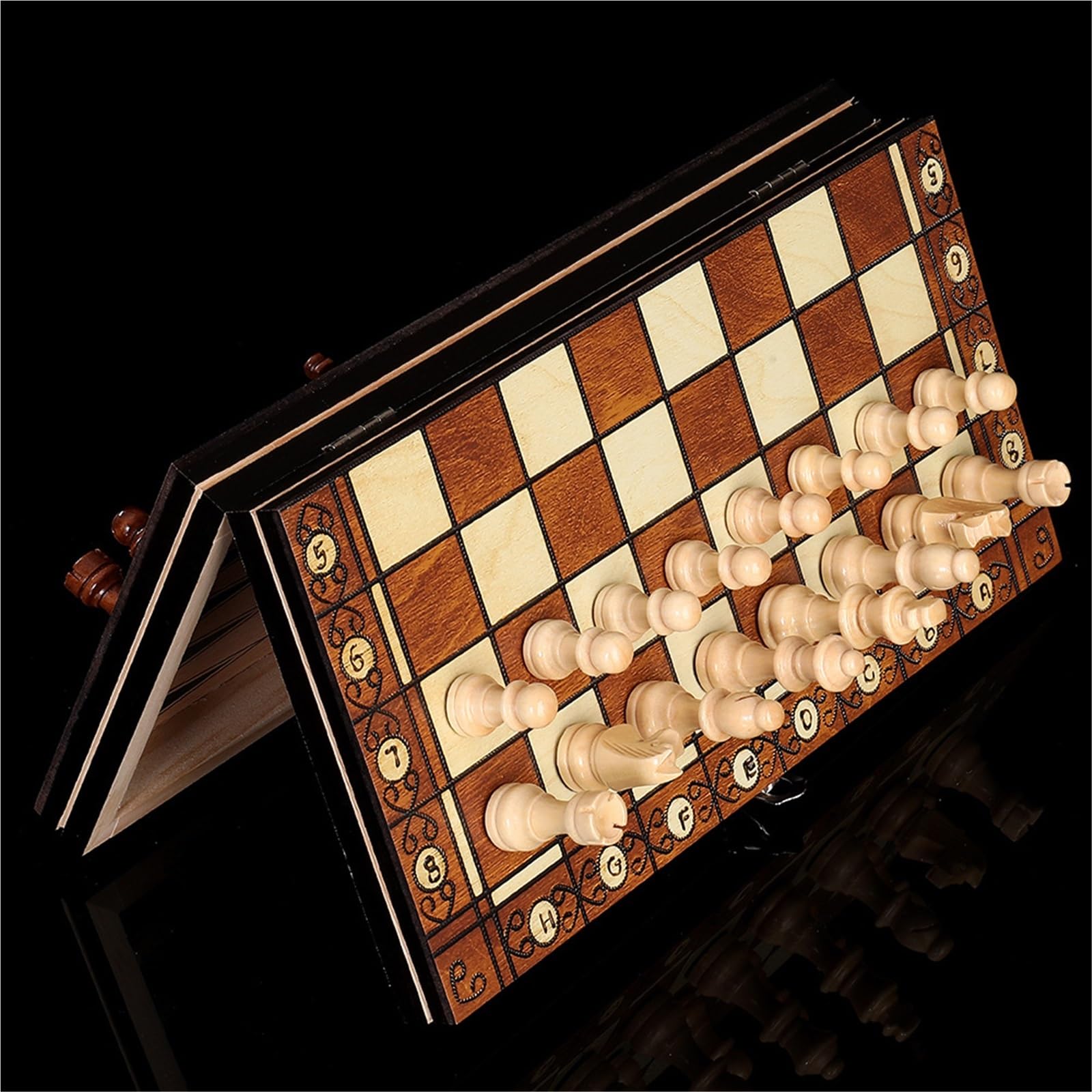 echiquier Jeu d'échecs magnétique en Bois 3 en 1, Comprenant pièces, Plateau et Rangement for pièces, for Adultes et Enfants. echecs Jeu(24cm)