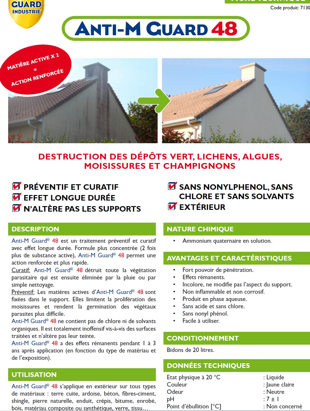 GUARD INDUSTRIE - Anti M Guard 48 Traitement dépôts verts 20 L