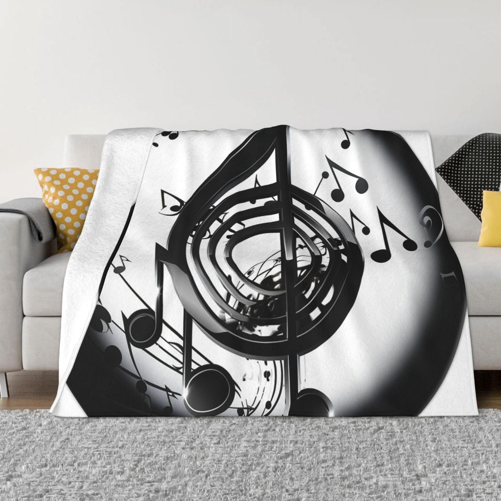 Couverture en micro-polaire musique pour cocooning sur canapé et lit