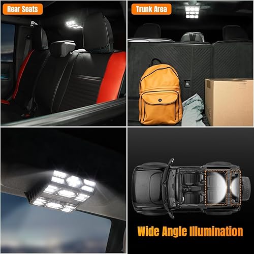 Miniatura 6 de Luces de techo traseras mejoradas, luces LED de cúpula de luz de lectura de cortesía, interruptor táctil LED, luces de carga interiores, accesorios