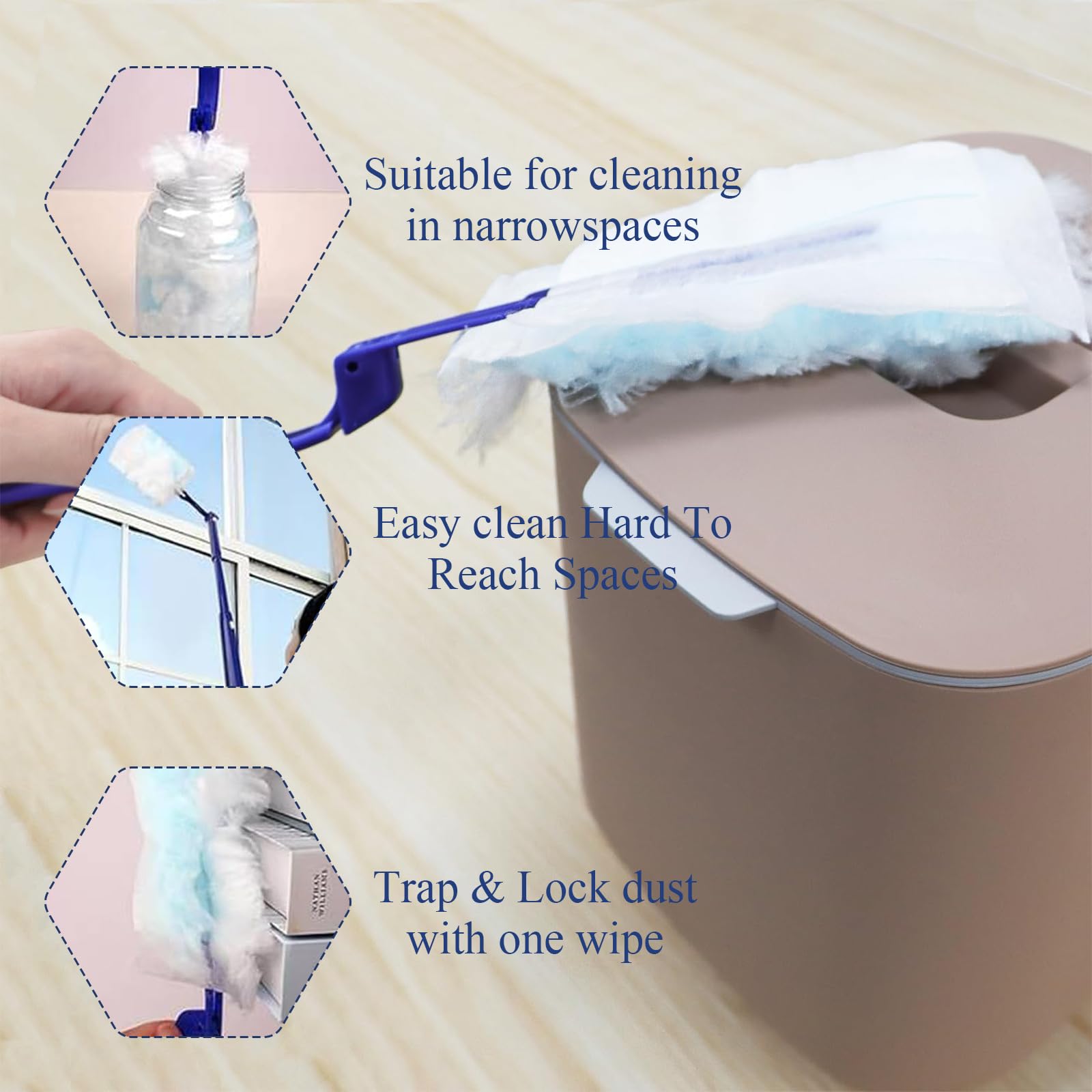 Roinaid 50 Stück für Swiffer Staubmagnet Nachfüllpack, für Swiffer Duster, mit 1 Handgriff