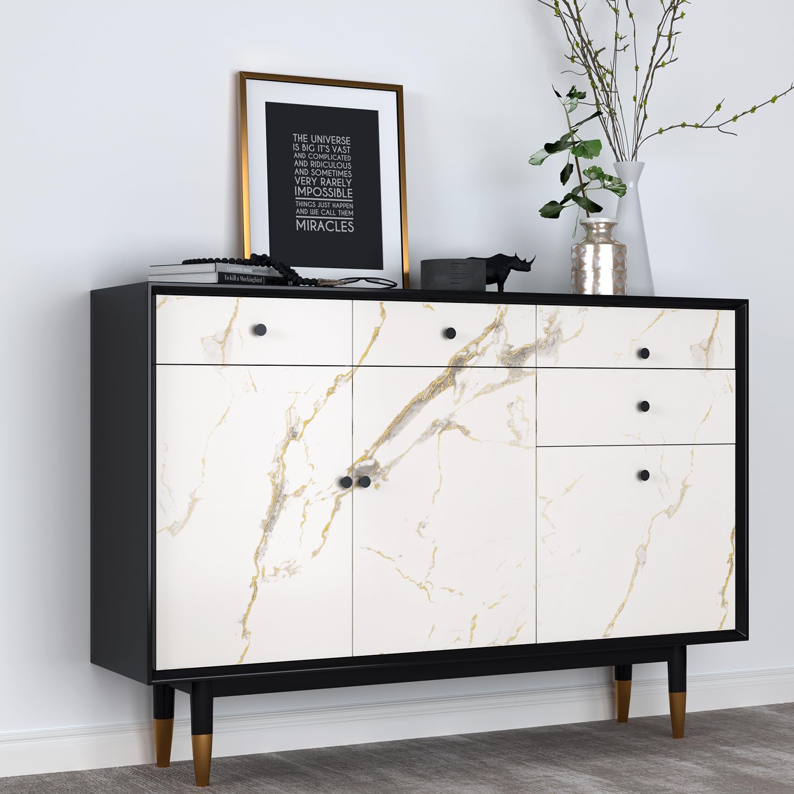 Decotalk Papel Adhesivo para Muebles Cocina Mármol Blanco y Oro 81X500cm Vinilo Adhesivo Muebles Blanco Mármol Papel Pintado Autoadhesivo Baño Vinilos Decorativo Mesa Armario Removible Impermeable