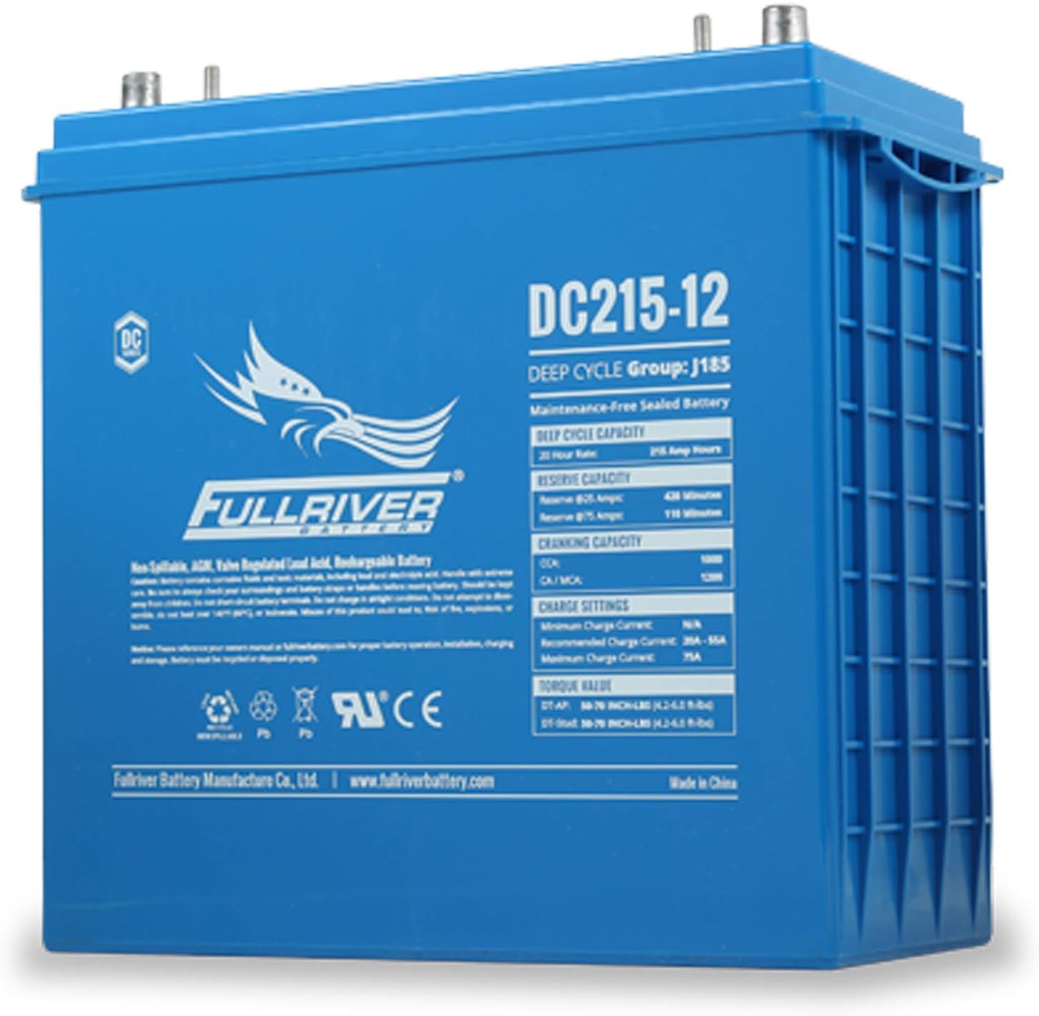 Fullriver 921 J185 12V 215Ah AGM Sealed Lead Acid Battery DC215-12