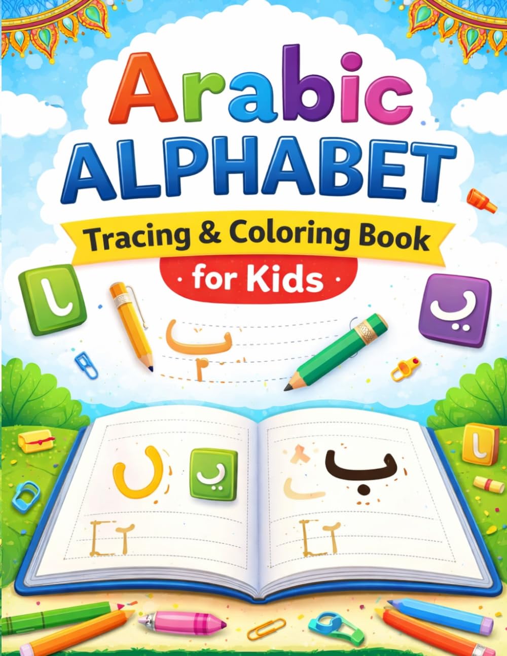 Arabic Alphabet Tracing & Coloring Book for Kids (Ages 3–7): Learn to Write Alif to Ya with Guided Lines, Letter Practice, and Fun Learning Activities